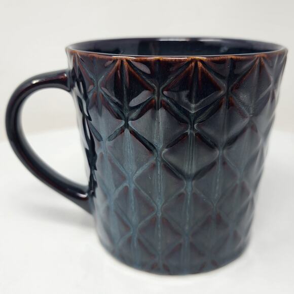 2009 Starbucks Bone China Mug Diamond Embossed Purple Brown Glossy Collectible - Picture 1 of 8